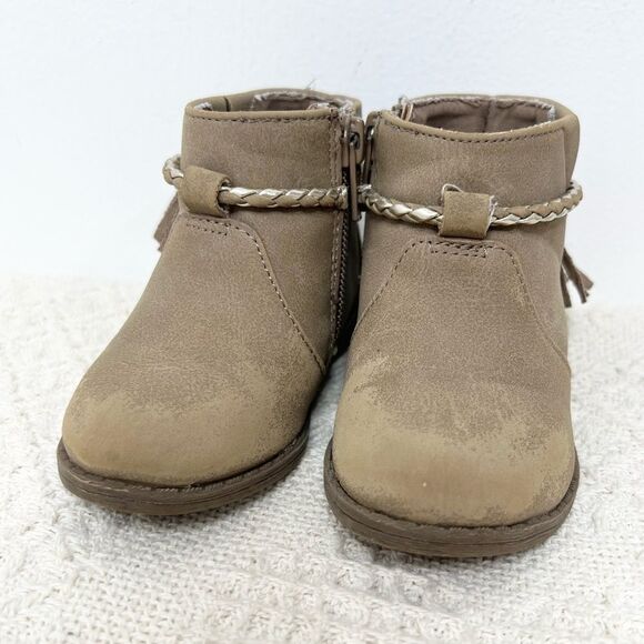 Wonder Nation Toddler Baby Girl Boots Sz 4 Tan Tassel Booties - Picture 2 of 9